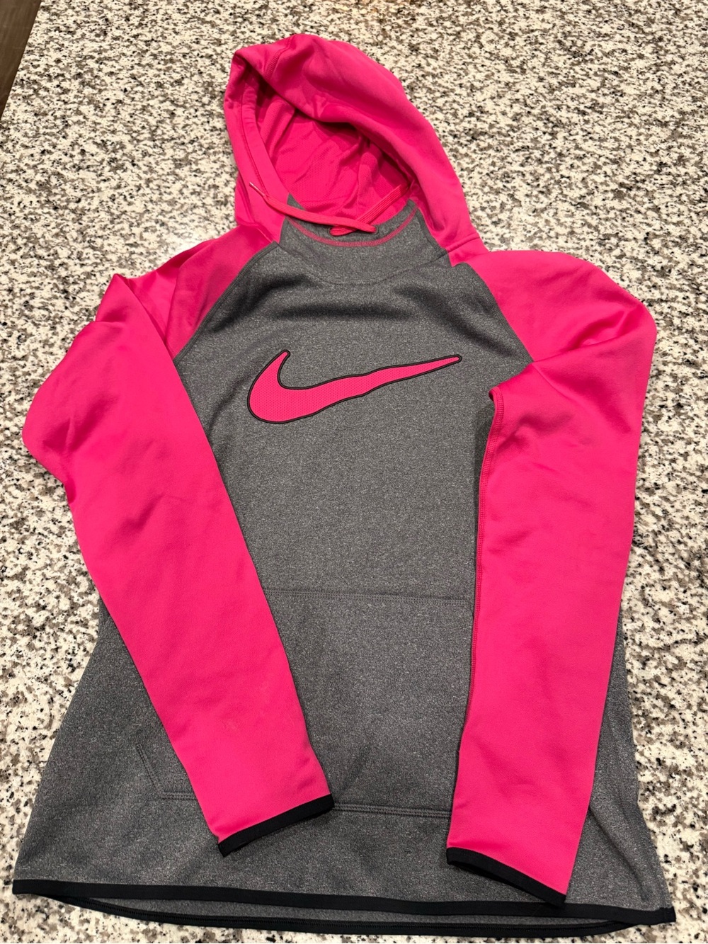 Nike Gray and Hot Pink Hooded Athletic Pullover